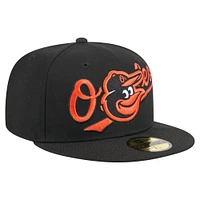 Men's New Era Black Baltimore Orioles Overlap 59FIFTY Fitted Hat