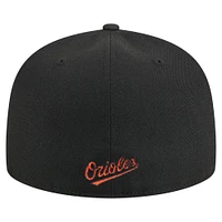 Men's New Era Black Baltimore Orioles Overlap 59FIFTY Fitted Hat