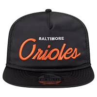 Men's New Era Black Baltimore Orioles Retro Satin Script Golfer Adjustable Hat