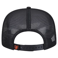 Men's New Era Black Baltimore Orioles Retro Satin Script Golfer Adjustable Hat