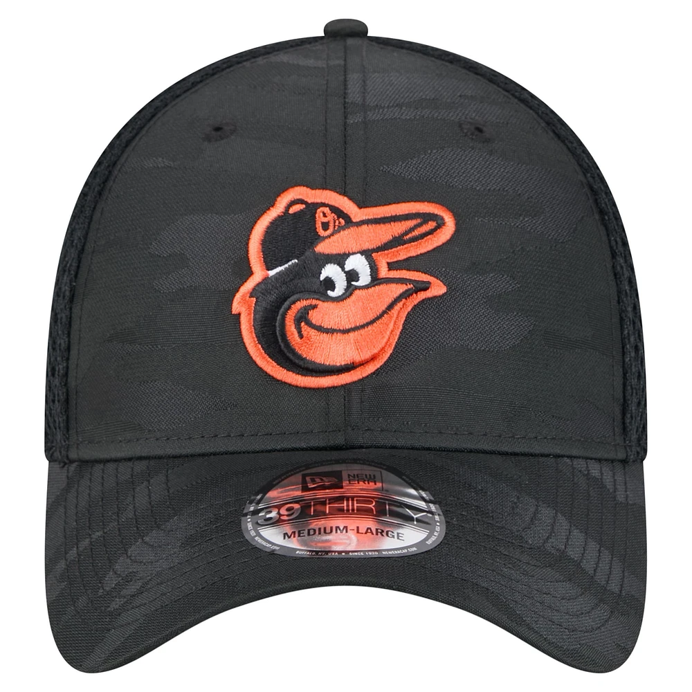 Men's New Era Black Baltimore Orioles Subtle Camo 39THIRTY Flex Hat