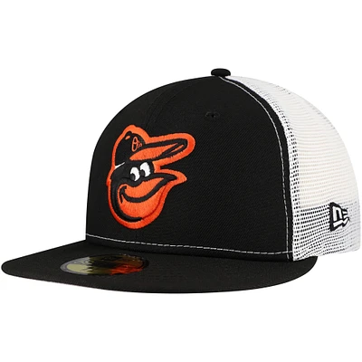 Men's New Era Black Baltimore Orioles Team Color 59FIFTY Trucker Fitted Hat