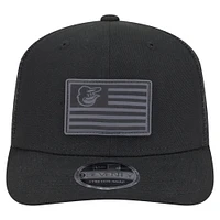 Men's New Era Black Baltimore Orioles Tonal Flag 9SEVENTY Stretch-Snap Hat
