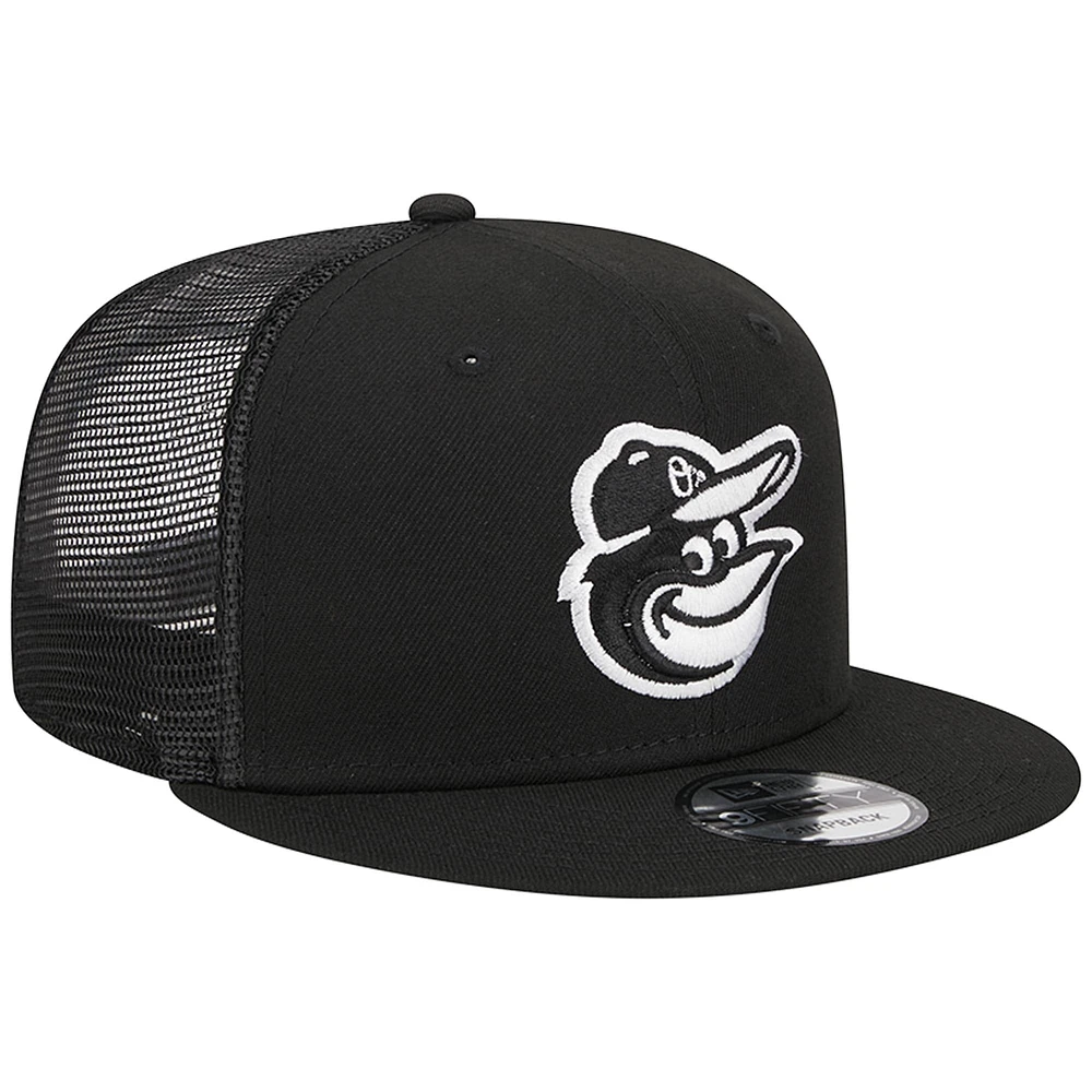 Casquette Snapback 9FIFTY Trucker Baltimore Orioles New Era noire pour homme