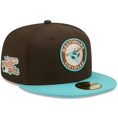 Men's New Era Light Blue/Brown Baltimore Orioles 60th Anniversary Beach Kiss 59FIFTY Fitted Hat