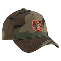 Men's New Era Camo Baltimore Orioles Woodland Team Pop 9FORTY A-Frame Adjustable Hat