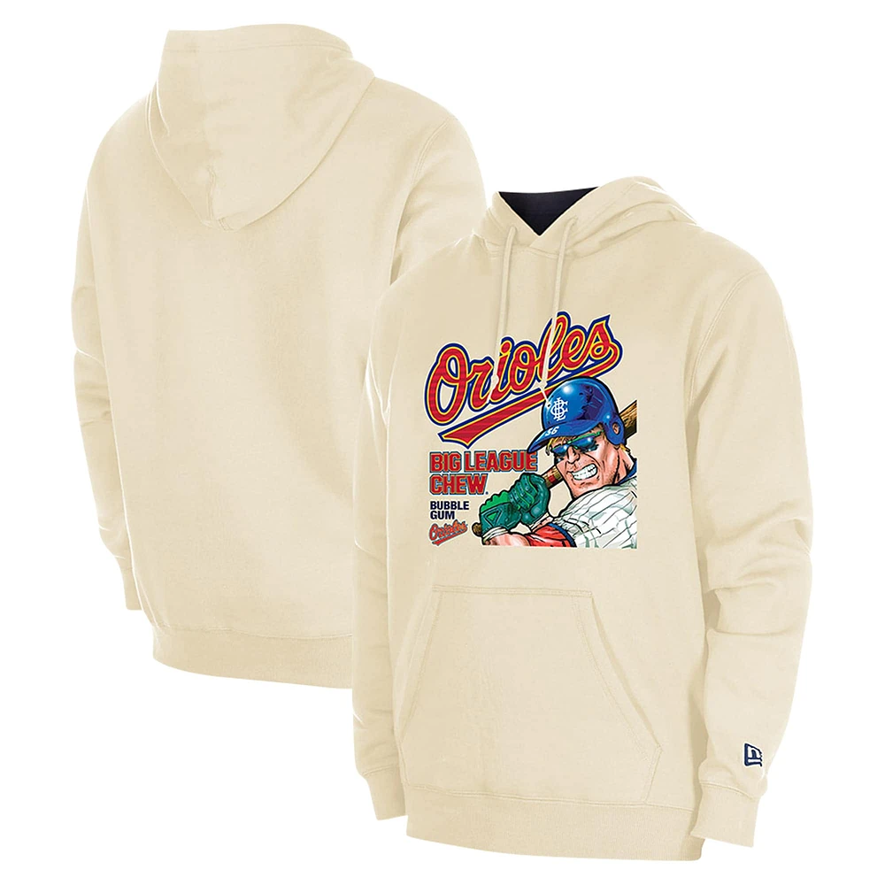 Men's New Era Cream Baltimore Orioles Big League Chew Pullover Hoodie