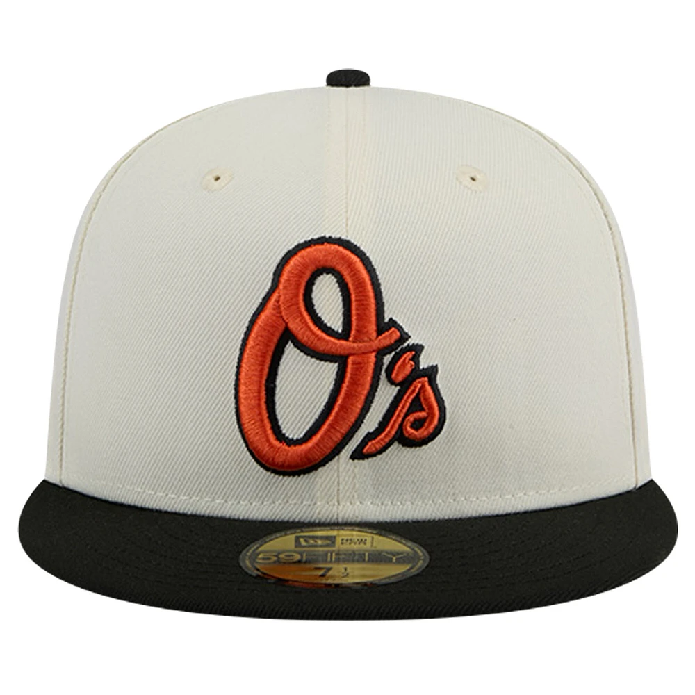 Men's New Era Cream Baltimore Orioles Chrome 59FIFTY Fitted Hat