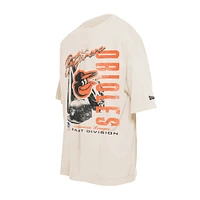 Men's New Era Cream Baltimore Orioles Cooperstown Collection Oversized Throwback Distressed T-Shirt