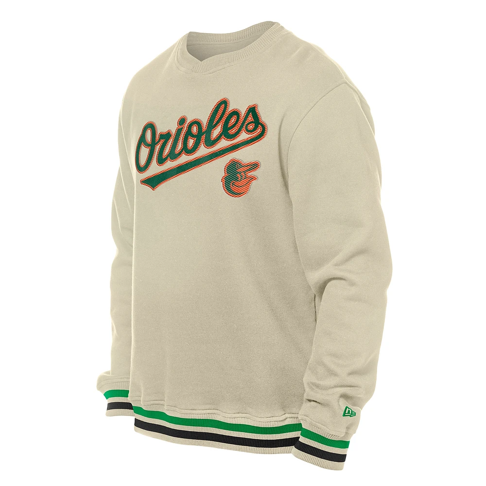 Men's New Era  Cream Baltimore Orioles St. Patrick's Day Twill Pullover Sweatshirt