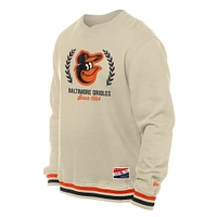 Men's New Era Cream Baltimore Orioles Throwback Pullover Sweatshirt