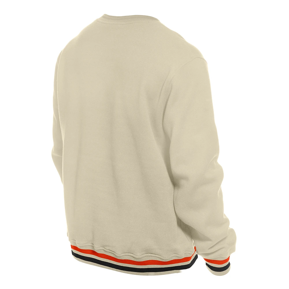 Men's New Era Cream Baltimore Orioles Throwback Pullover Sweatshirt
