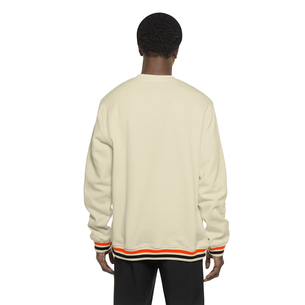 Men's New Era Cream Baltimore Orioles Throwback Pullover Sweatshirt