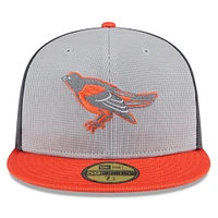 Men's New Era  Gray/Orange Baltimore Orioles 2025 Batting Practice 59FIFTY Fitted Hat