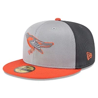 Men's New Era  Gray/Orange Baltimore Orioles 2025 Batting Practice 59FIFTY Fitted Hat