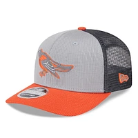 Men's New Era /Orange Baltimore Orioles 2025 Batting Practice 9SEVENTY Stretch-Snap Trucker Hat