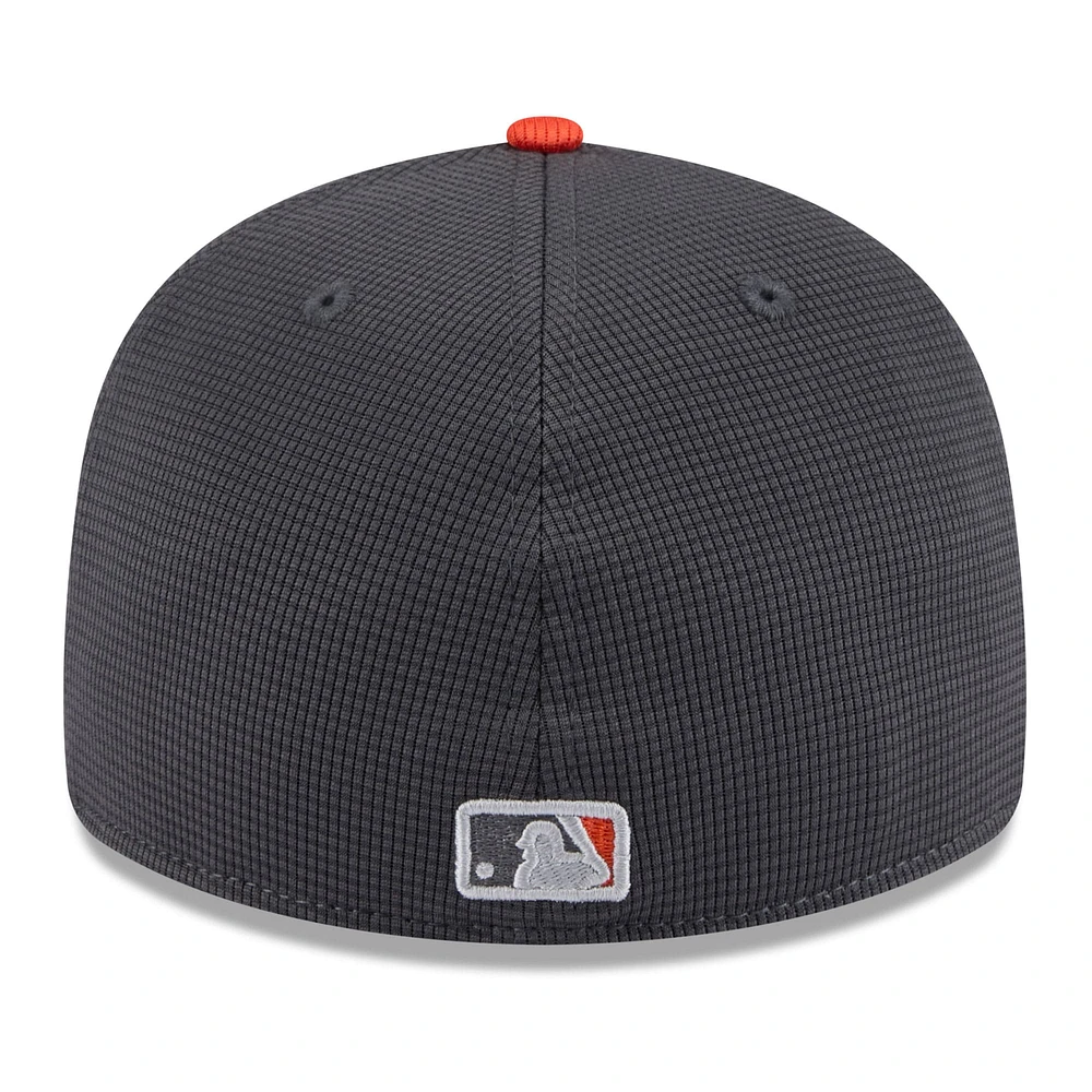 Men's New Era  Gray/Orange Baltimore Orioles 2025 Batting Practice Low Profile 59FIFTY Fitted Hat