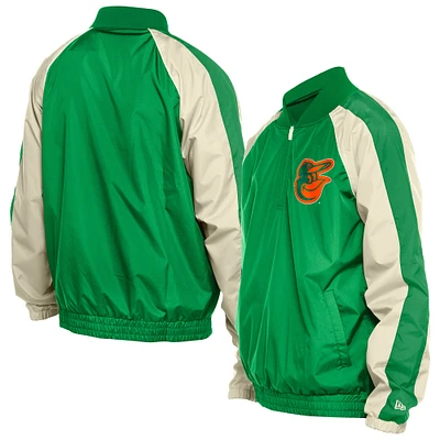 Men's New Era Kelly Green Baltimore Orioles St. Patrick's Day Ripstop Raglan Quarter-Zip Windbreaker