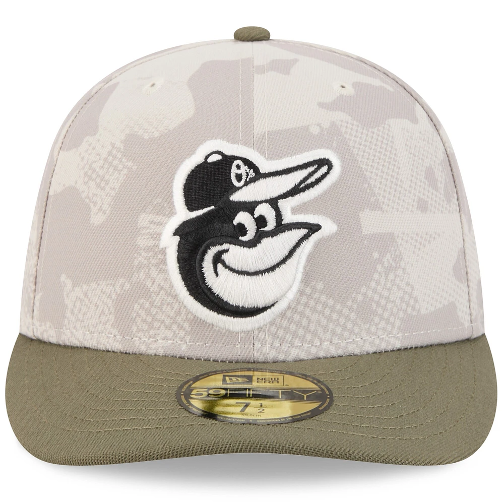Men's New Era Light Beige/Olive Baltimore Orioles 2025 Armed Forces Day 59FIFTY Fitted Hat