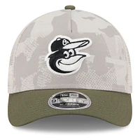 Men's New Era Light Beige/Olive Baltimore Orioles 2025 Armed Forces Day 9FORTY M-Crown A-Frame Adjustable Hat