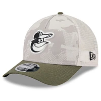 Men's New Era Light Beige/Olive Baltimore Orioles 2025 Armed Forces Day 9FORTY M-Crown A-Frame Adjustable Hat