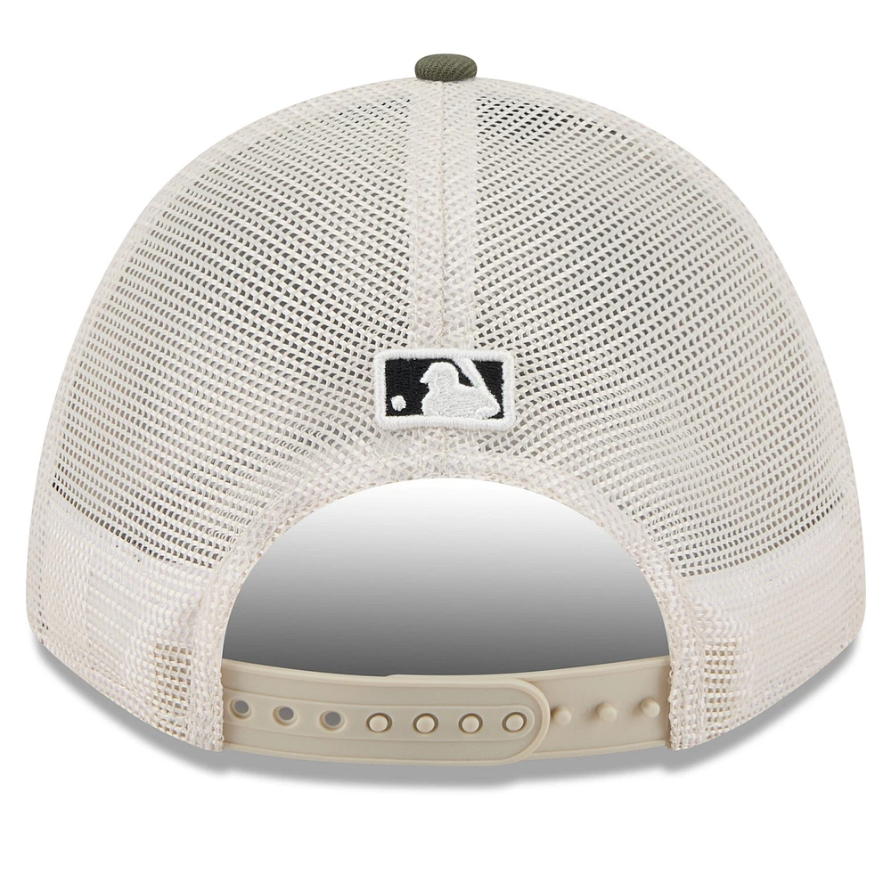 Men's New Era Light Beige/Olive Baltimore Orioles 2025 Armed Forces Day 9FORTY M-Crown A-Frame Adjustable Hat