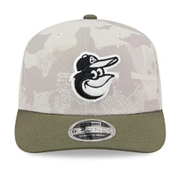 Men's New Era Light Beige/Olive Baltimore Orioles 2025 Armed Forces Day 9SEVENTY Stretch-Snap Hat