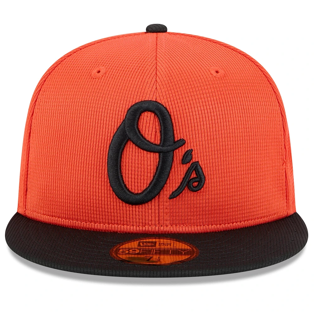 Casquette ajustée 59FIFTY Orange/Noir Baltimore Orioles 2025 pour homme New Era