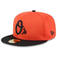 Casquette ajustée 59FIFTY Orange/Noir Baltimore Orioles 2025 pour homme New Era