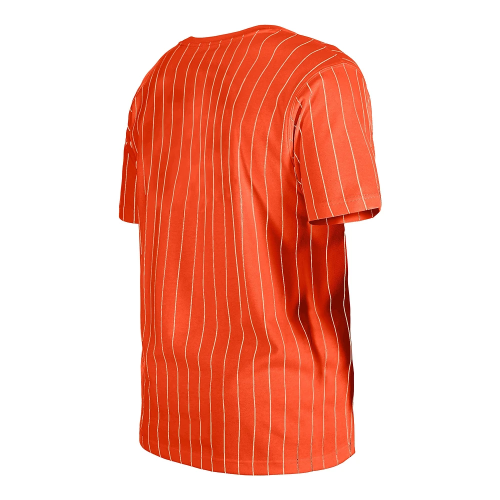 Men's New Era Orange Baltimore Orioles Throwback Pinstripe T-Shirt