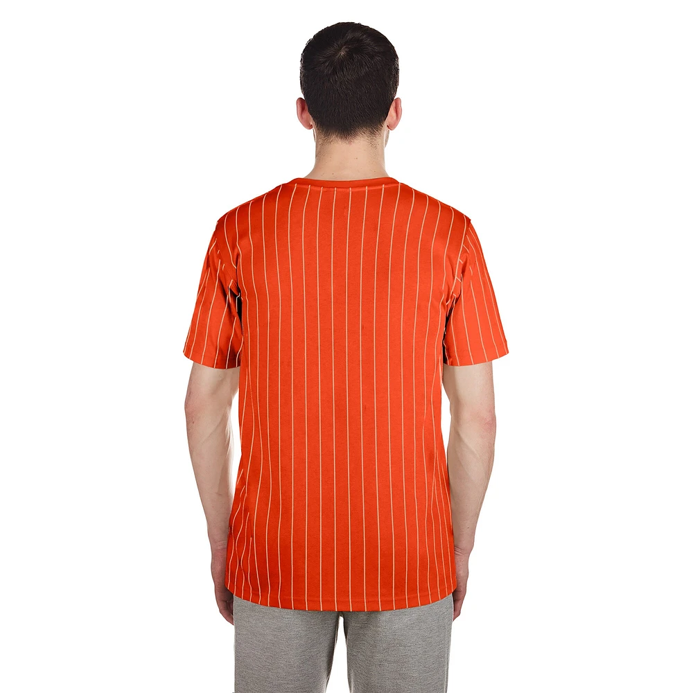 Men's New Era Orange Baltimore Orioles Throwback Pinstripe T-Shirt