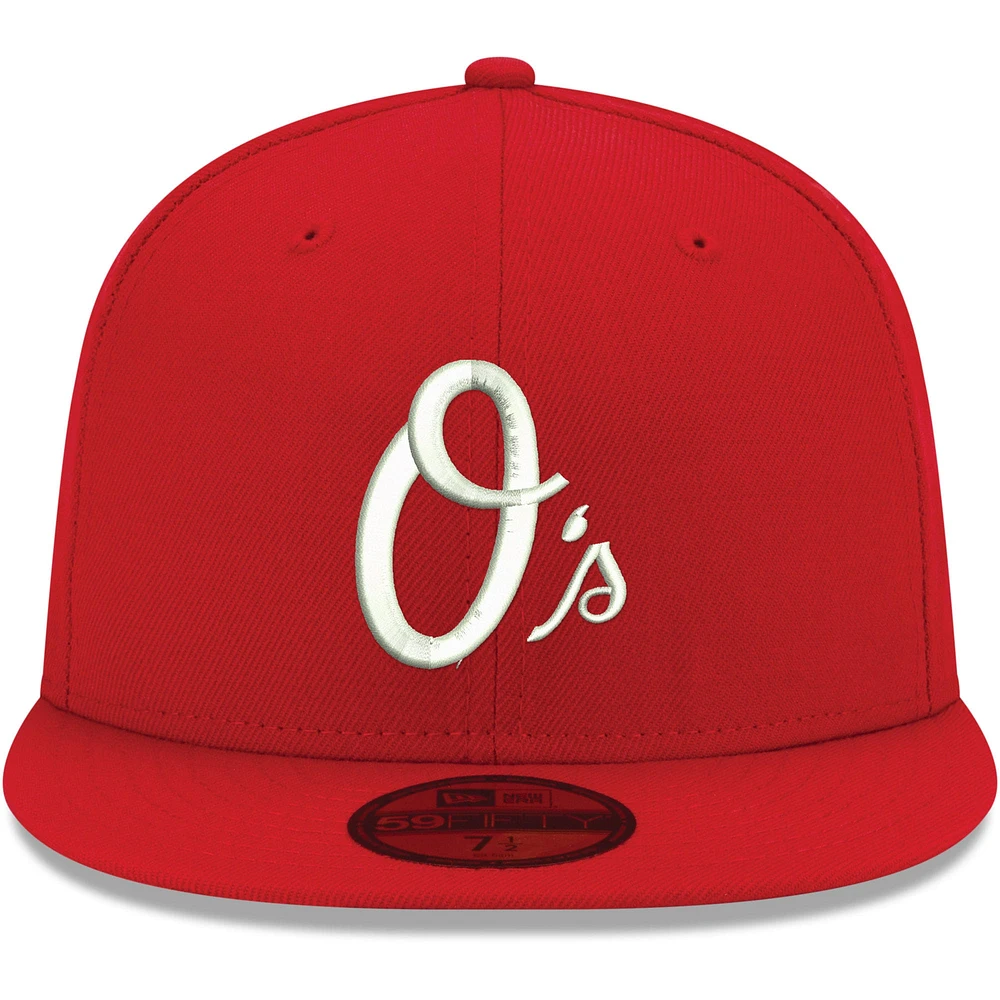 Men's New Era Red Baltimore Orioles White Logo 59FIFTY Fitted Hat