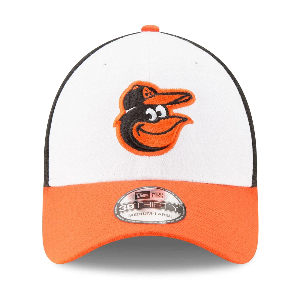 Casquette 39THIRTY Flex MLB Postseason 2024 Baltimore Orioles New Era blanche/orange pour homme