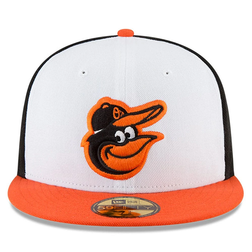 Casquette ajustée 59FIFTY du Temple de la renommée baseball national des Orioles Baltimore New Era pour hommes, blanc/orange