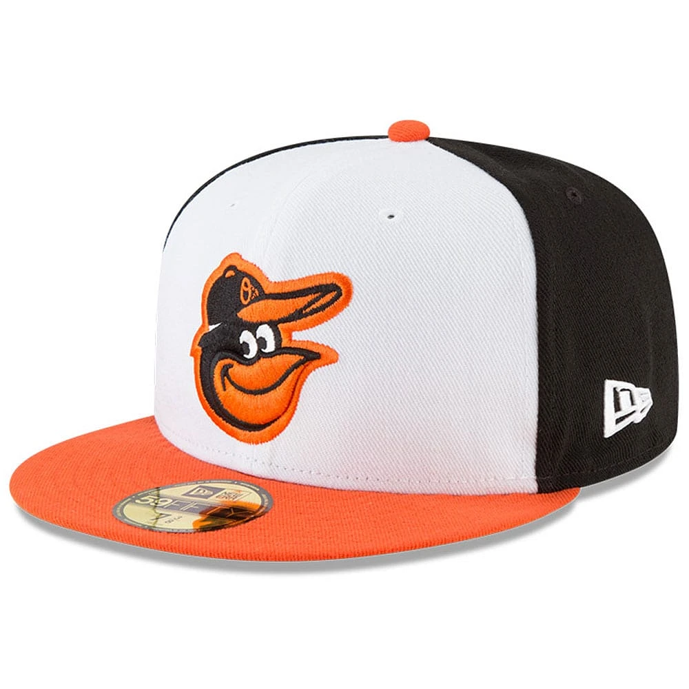 Casquette ajustée 59FIFTY du Temple de la renommée baseball national des Orioles Baltimore New Era pour hommes, blanc/orange