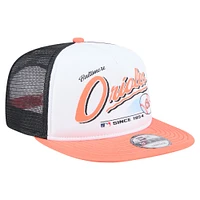 Men's New Era White/Orange Baltimore Orioles Retro Script Trucker 9FIFTY Snapback Hat