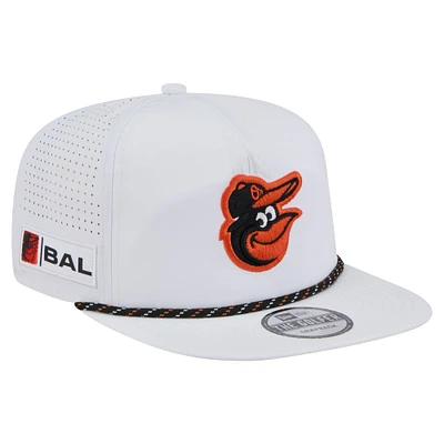 Men's New Era White Baltimore Orioles Perforated Golfer Snapback Hat