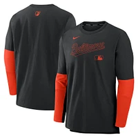 Men's Nike Black/Orange Baltimore Orioles Authentic Collection Player Lightweight Performance Long Sleeve Top