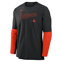 Men's Nike Black/Orange Baltimore Orioles Authentic Collection Player Lightweight Performance Long Sleeve Top