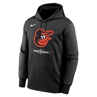 Men's Nike Black Baltimore Orioles 2024 MLB Postseason Authentic Collection Therma Pullover Hoodie