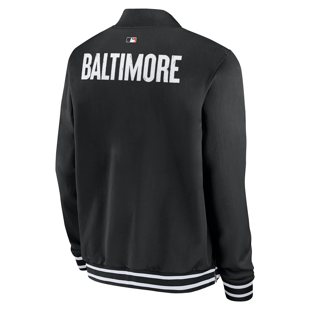 Men's Nike  Black Baltimore Orioles Authentic Collection City Connect Full-Zip Bomber Jacket
