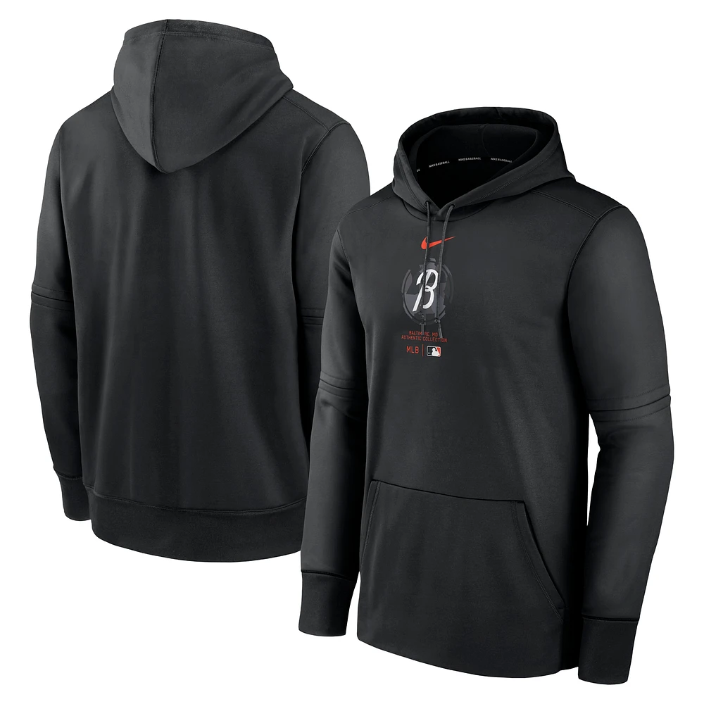 Men's Nike Black Baltimore Orioles Authentic Collection City Connect Performance Pullover Hoodie