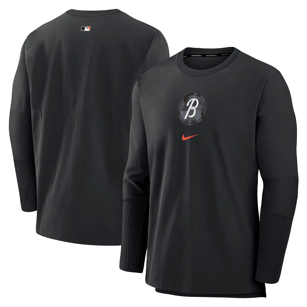 Men's Nike Black Baltimore Orioles Authentic Collection City Connect Player Tri-Blend Performance Pullover Jacket