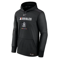 Men's Nike  Black Baltimore Orioles Authentic Collection City Connect Therma Pullover Hoodie