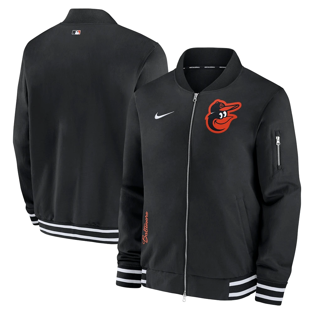 Blouson aviateur entièrement zippé Nike pour homme, noir