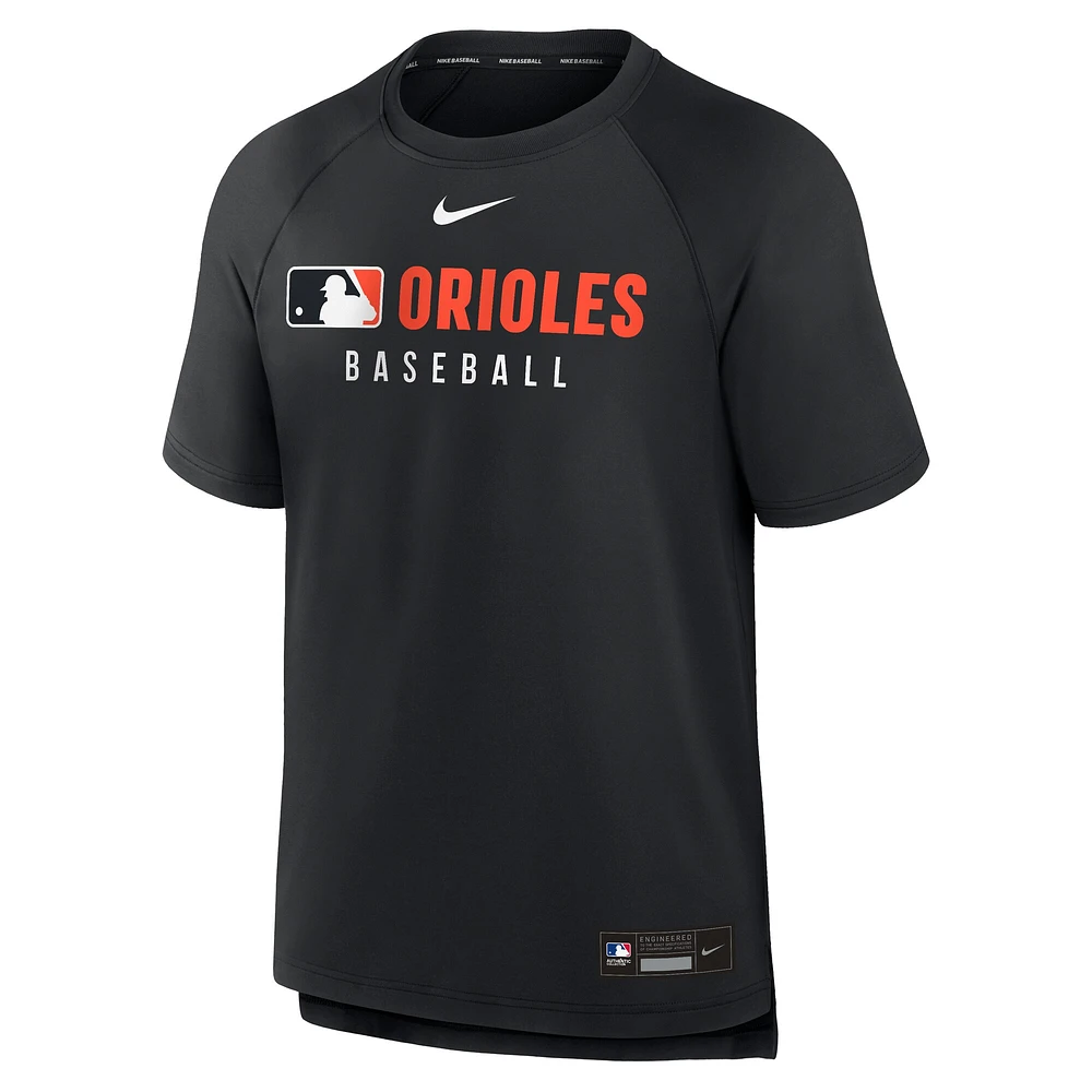 Men's Nike Black Baltimore Orioles Authentic Collection Pregame Raglan Performance T-Shirt