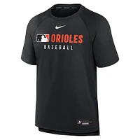 Men's Nike Black Baltimore Orioles Authentic Collection Pregame Raglan Performance T-Shirt