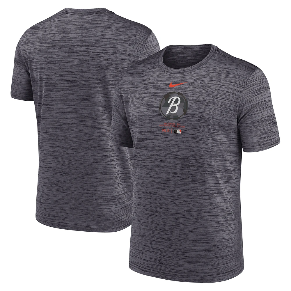 Men's Nike Black Baltimore Orioles City Connect Authentic Collection Practice Velocity Performance T-Shirt