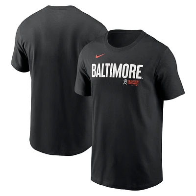 T-shirt Nike noir pour hommes des Orioles de Baltimore City Connect avec le mot-symbole