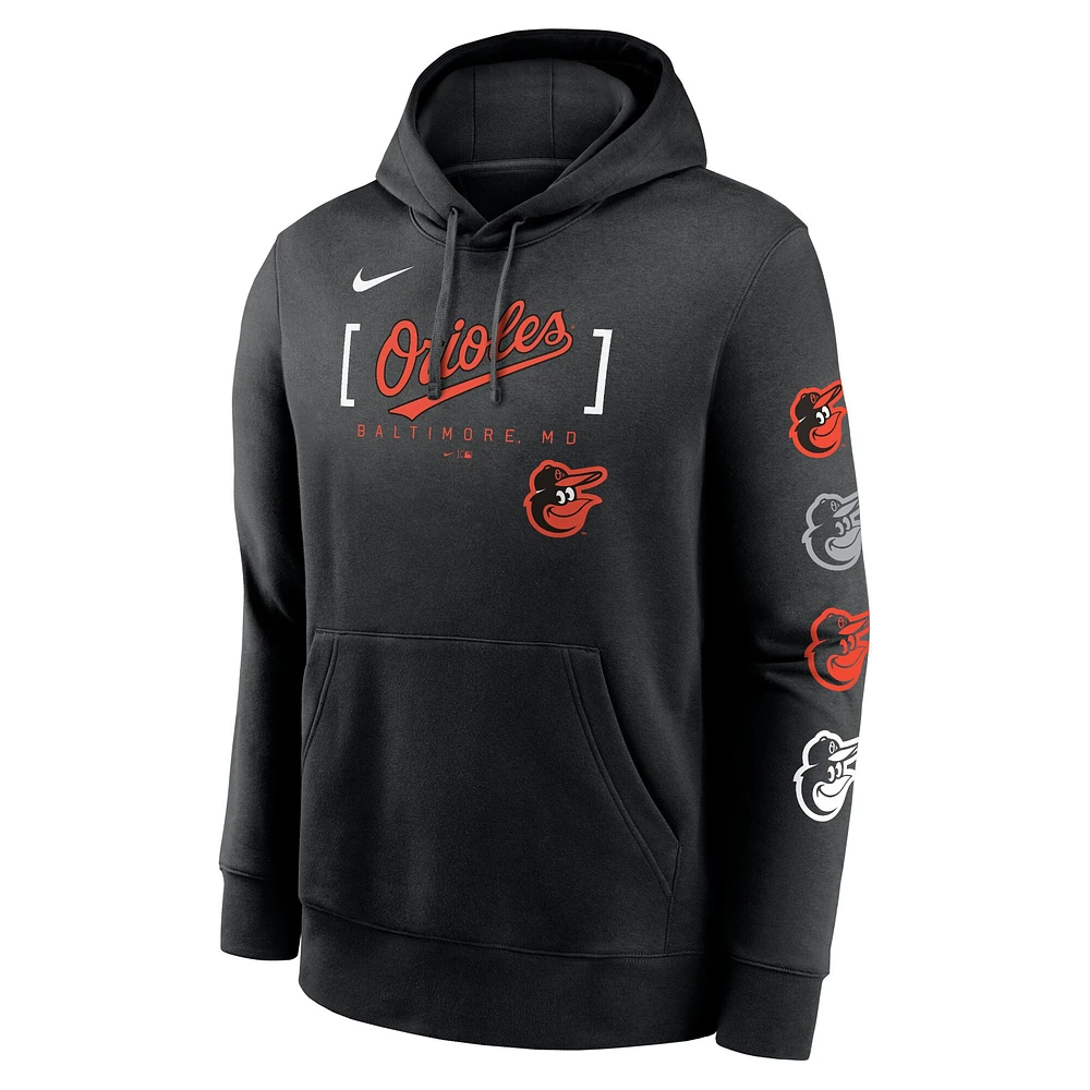 Sweat à capuche Nike Baltimore Orioles Club Stack pour homme, noir